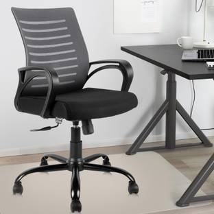 ASTRIDE Ace Mid Back Height Adjustable Revolving Chair with Tilt Lock Metal Base, Grey Mesh Office Arm Chair