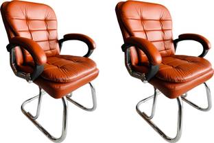 SOMRAJ Visitor Office Home study chair Double Support Milford Leatherette chair Leatherette Office Adjustable Arm Chair