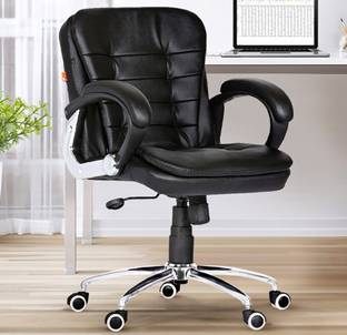 Da URBAN Milford Black Revolving | Mid Back | Ergonomic | Home & Office | Leatherette Office Executive Chair