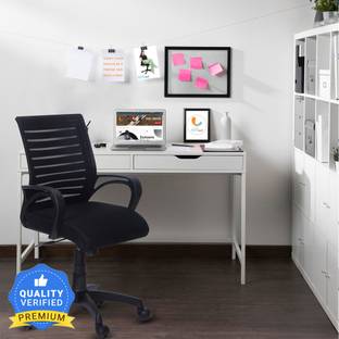 KVS INDIA Mid Back Sturdy Metal Base Nylon Revolving Chair Mesh, Cotton Office Executive Chair