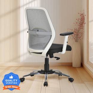 CRATVZ CZ777 Medium Back Ergonomic Chair with 3 Years Warranty, Home Desk Office Chair, Mesh Office Executive Chair
