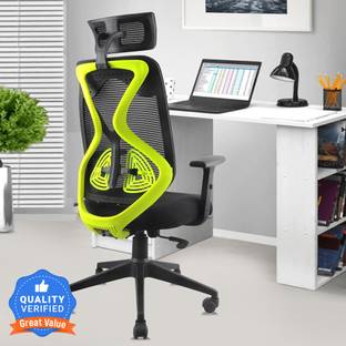 ASTRIDE Ergofit Ergonomic Chair 2D Headrest,Tilt Lock Mechanism Nylon Base,Neon color, Mesh Office Adjustable Arm Chair
