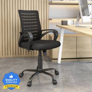 Nilkamal Giza Mid Back Ergonomic | Adjustable Height | Swivel | Push Back | Executive Fabric Office Arm Chair