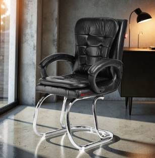 GOYALSON Ergonomic Visitor Chair for Office & Home Comfortable & Durable Design Leatherette Office Adjustable Arm Chair