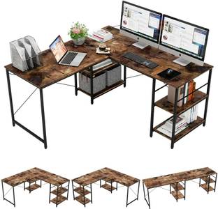 Worldwood L Shape corner computer Desk Engineered Wood Study Table