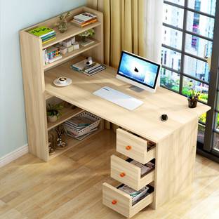 KAWACHI 4 Shelf 3 Drawers Computer Laptop Desk Study Table Engineered Wood Office Table