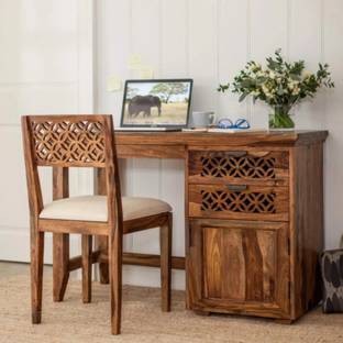 Shree Jeen Mata Enterprises Solid Wood Sheesham Wood Study Table With 1 Chair For Study Room, Office Solid Wood Study Table