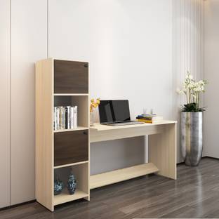 spacesbyU Duocia Study Table with Cabinet and Open Storage | Computer Table | Engineered Wood Study Table