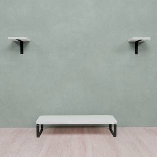 Flux Flux Multi-Functional Monitor Stand & 2.1 Speaker Stand Combo(White) Engineered Wood Office Table