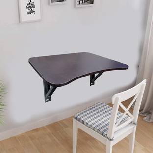 Muren Collapsible Floating Wall Mount Foldable Table-Brown Solid Wood Study Table