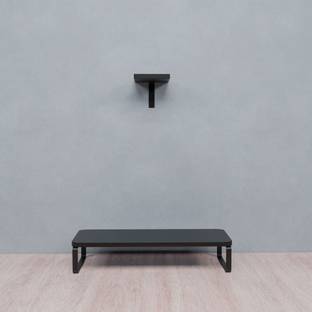 Flux Flux Wooden Monitor Stand Organizer & Wall Mounted Plant Shelf Free Combo(Black) Engineered Wood Office Table