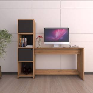 spacesbyU Duocia Study Table with Cabinet and Open Storage | Computer Table | Engineered Wood Study Table
