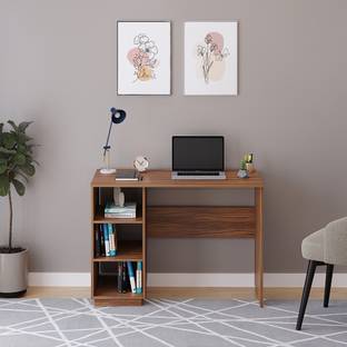 FURNEASER Carren Computer Table, WFH Desk, Gaming Table with Storage Shelf, Shop Counter, Engineered Wood Study Table