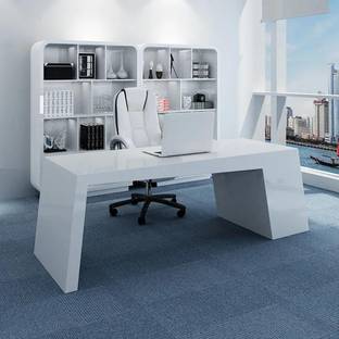 NG Decor 70.9" White Office Desk with 3 Storage Drawers Executive Desk Left Hand Engineered Wood Office Table