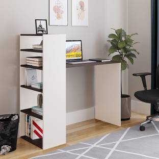WOODWIDER Remi WFH Computer Table & Gaming Desk with Bookshelf, Engineered Wood Study Table