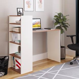 WOODWIDER Remi WFH Computer Table & Gaming Desk with Bookshelf, Engineered Wood Study Table