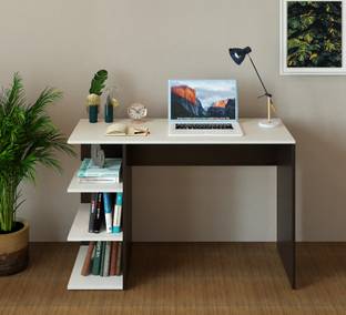 FURNEASER Qualish Computer Table with 3 Shelf, Workstation WFH Table, Engineered Wood Study Table