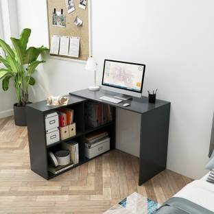 FURNEASER Maggen Computer Office Table with BookShelf, Workstation, Foldable Study Table, Engineered Wood Study Table