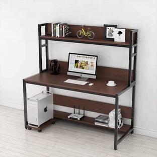 TEKAVO Multi-Layer Storage Desk, PC Laptop Open Shelf Study,--Brown (120x60x135.5 cm) Engineered Wood Office Table
