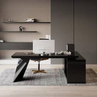 NG Decor Modern L-Shape Executive Desk Drawers & Cabinet Large Office Desk Engineered Wood Office Table