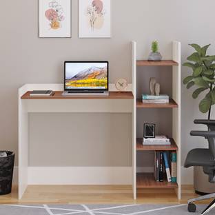 WOODWIDER Sarah WFH Computer Table & Gaming Desk with Bookshelf, Engineered Wood Study Table