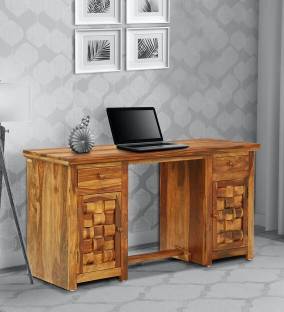 Wopno Furniture Pure Sheesham Wooden Study Desk Table With Drawer & Cabinet For Student & Adults Solid Wood Study Table