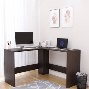 FURNEASER Everino L Shape Computer Table, Workstation WFH Table Study Desk, Engineered Wood Office Table