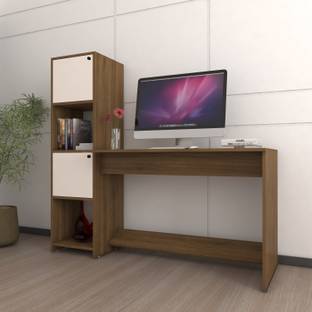 spacesbyU Duocia Study Table with Cabinet and Open Storage | Computer Table | Engineered Wood Study Table
