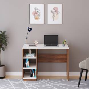 FURNEASER Carren Computer Table, WFH Desk, Gaming Table with Storage Shelf, Shop Counter, Engineered Wood Study Table