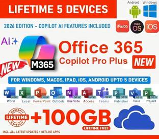 SoftwareXDA OfficeSuite 365 Pro Plus with Copilot AI | Lifetime | All Devices | 100GB Drive