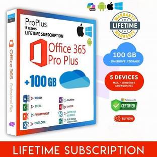 MICROSOFT Office 365 5 User PC|Mac/iOS/iPad/Android & (100 GB Storage)