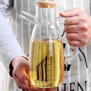 Femora 1000 ml Borosilicate Glass Oil Dispenser & Stoppers Bottle with Handle Cooking Oil Dispenser