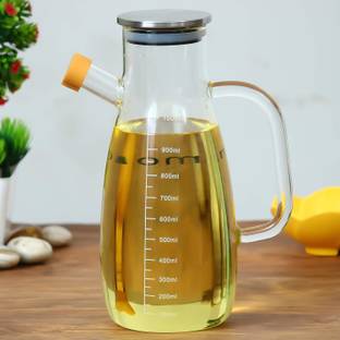 Femora 1000 ml Borosilicate Oil Dispenser and Stoppers Bottle with Handle, 1 L� Cooking Oil Dispenser