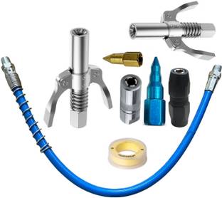 EPITECH MART Grease Gun Coupler 2Pc With 4Pc Grease Gun Adaptor, 1Pc Teflon Tap, 15inch Pipe Manual Dispenser