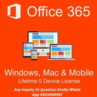 माइक्रोसॉफ्ट Office 365 Mac/Windows/ios/ Tablet/Andriod Lifetime 32/64 Bit ( 5 User Account )