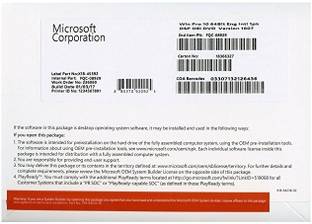 MICROSOFT Windows 10 Pro DVD Pack ( 1 User, Lifetime ) Transferable 64 Bit