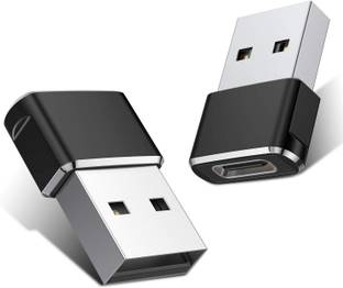 jihaan Black usb to type c 2 Pack Mini USB C Type C Adapter Plug, Type C Female to USB A Male Phone Converter