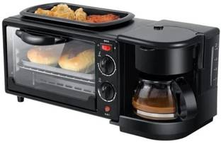 INDRO 10-Litre Oven Toaster Grill OTG 10-Litre 3-in-1 Breakfast Maker with Oven, Coffee Maker & Timer ...