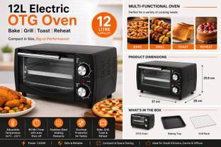 PRIDESURYA 12-Litre Oven Toaster Grill OTG SRA-OTG1, BLACK