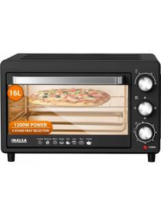 Inalsa 16-Litre Oven Toaster Grill OTG OTG 16BK, Black, Silver
