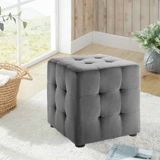 Smarts collection Stool with Fabric Cover and Cube Seat with High-Quality Padding Engineered Wood Side Table