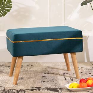 THREADVIBELIVING Solid Wood Standard Ottoman
