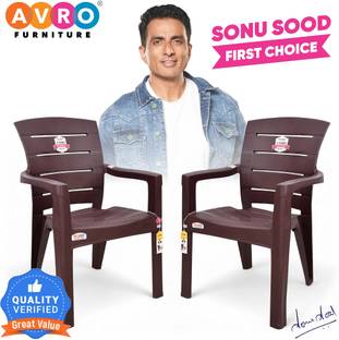 AVRO furniture Brown Strong Durable Plastic Chair for Home, Restaurant, and Cafeteria Use Plastic Outdoor Chair