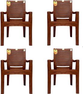 Anmol Moulded Jaguar High Back Chair Strong Structure Build Chair for Home, Garden, Office, Outdoor (Set of 4) Brown Plastic Outdoor Chair (BROWN) 3 Years Warranty Weight Bearing Capacity 200 kgs Plastic Outdoor Chair Plastic Outdoor Chair
