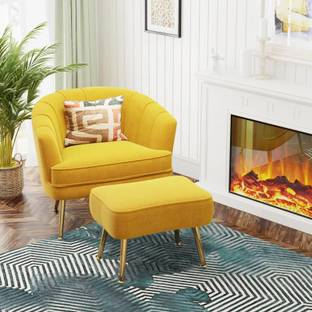 lifestyle furniture Upholstered Barrel Chair with Ottoman Fabric Cafeteria Chair