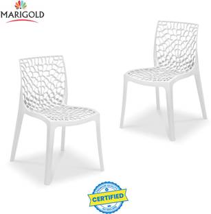 Marigold Wave Stylish Heavy Duty | Stackable | Armless | for Garden and cafeteria Plastic Cafeteria Chair
