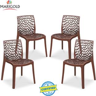 Marigold Wave Stylish Heavy Duty | Stackable | Armless | for Garden and cafeteria Plastic Cafeteria Chair