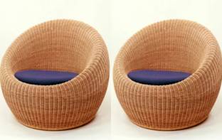 EVRA Cane Chair for Indoor Outdoor Sitting with Cushion sofa chair For Home ,Balcony Cane Outdoor Chair