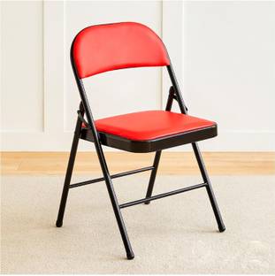 FURNIMAX Folding Study Chair With Cushion Leather Study Folding Chair