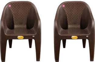 Anmol Moulded Durable Chair (Large Size) For Home & Office( Weight-Bearing capacity 150 kg) Brown Pack of 2 Plastic Outdoor Chair